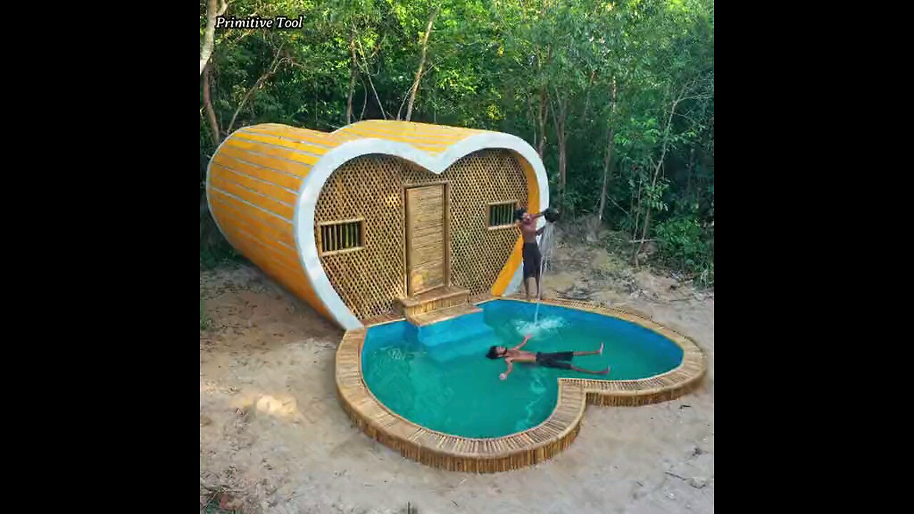 Building Loving House in Deep forest with Swimming Pool by Primitive