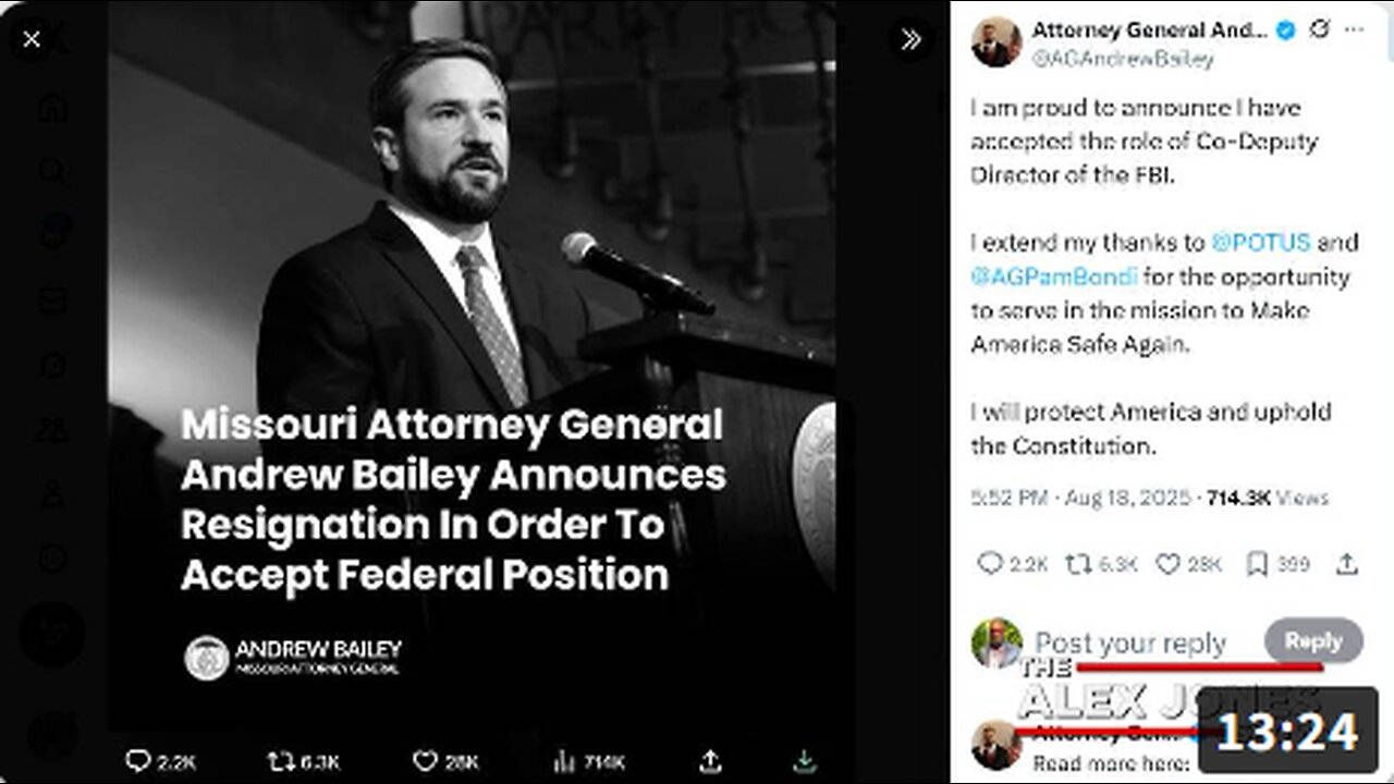 IT'S ON!!! The Trump Admin Just Tapped The Hardcore Patriot AG Of Missouri To Be The Co-Deputy FBI Director & Lead The Fight Against The Deep State!