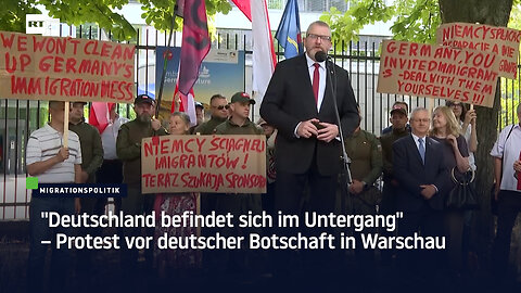 "Deutschland befindet sich im Untergang" – Protest vor deutscher Botschaft in Warschau