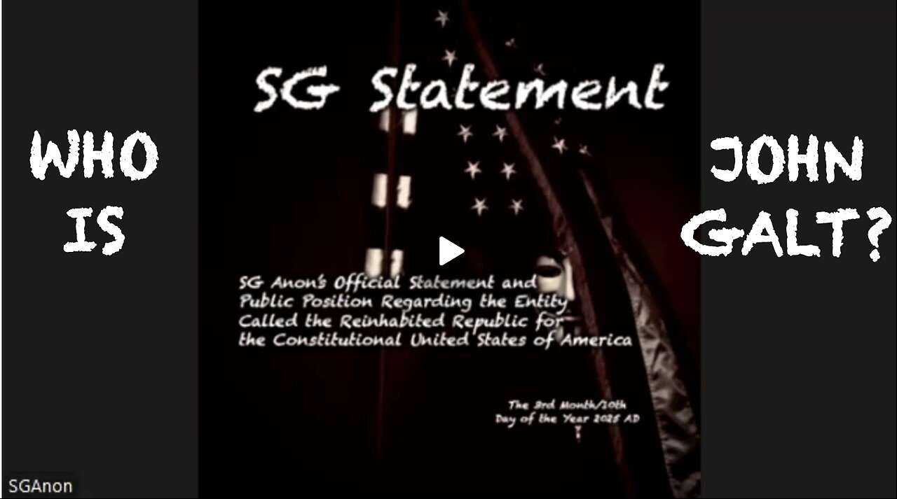 Official Statement Video and Attestation of Facts by SGAnon Regarding the Entity Called the Reinhabited Republic for the United States of America