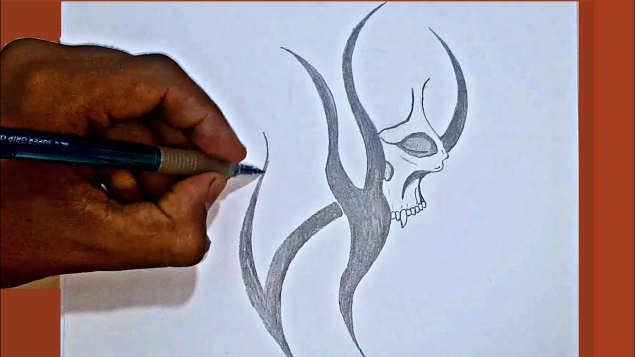 how to draw easy skull with some effect