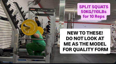 Split Squats (Left Leg) 50KG/110LBs for 10 Reps
