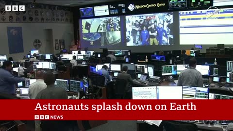 Nasa astronauts return to Earth after nine months in space | BBC News