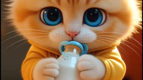 Cutest Baby Cat in a Hoodie Holding a Bottle! 🍼🐱❄️