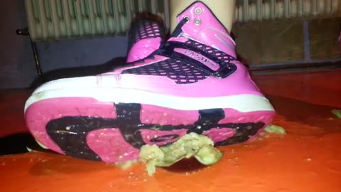 Eggplant & Kiwi Crushed Under Pink Sneakers