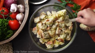 Homemade Croutons with Savory Seasoning | Crunchy Salad Perfection!