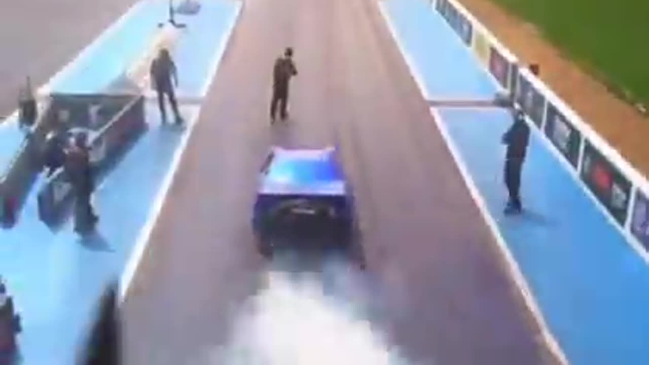 Drag race with a 12000HP jet engine powered race car.