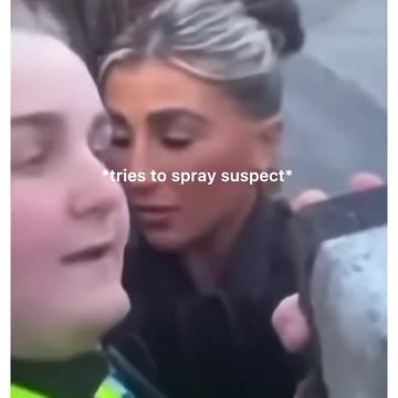 3 female British cops attempt to arrest a suspect.