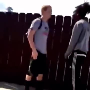 Slap heard around the world. Squares up the wrong dude. He was warned. Instant Karma