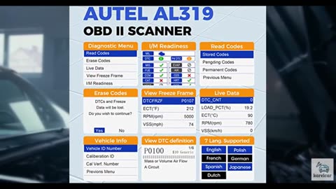 Autel Professional OBD2 Scanner AL319 Code Reader, Enhanced Check and Reset Eng