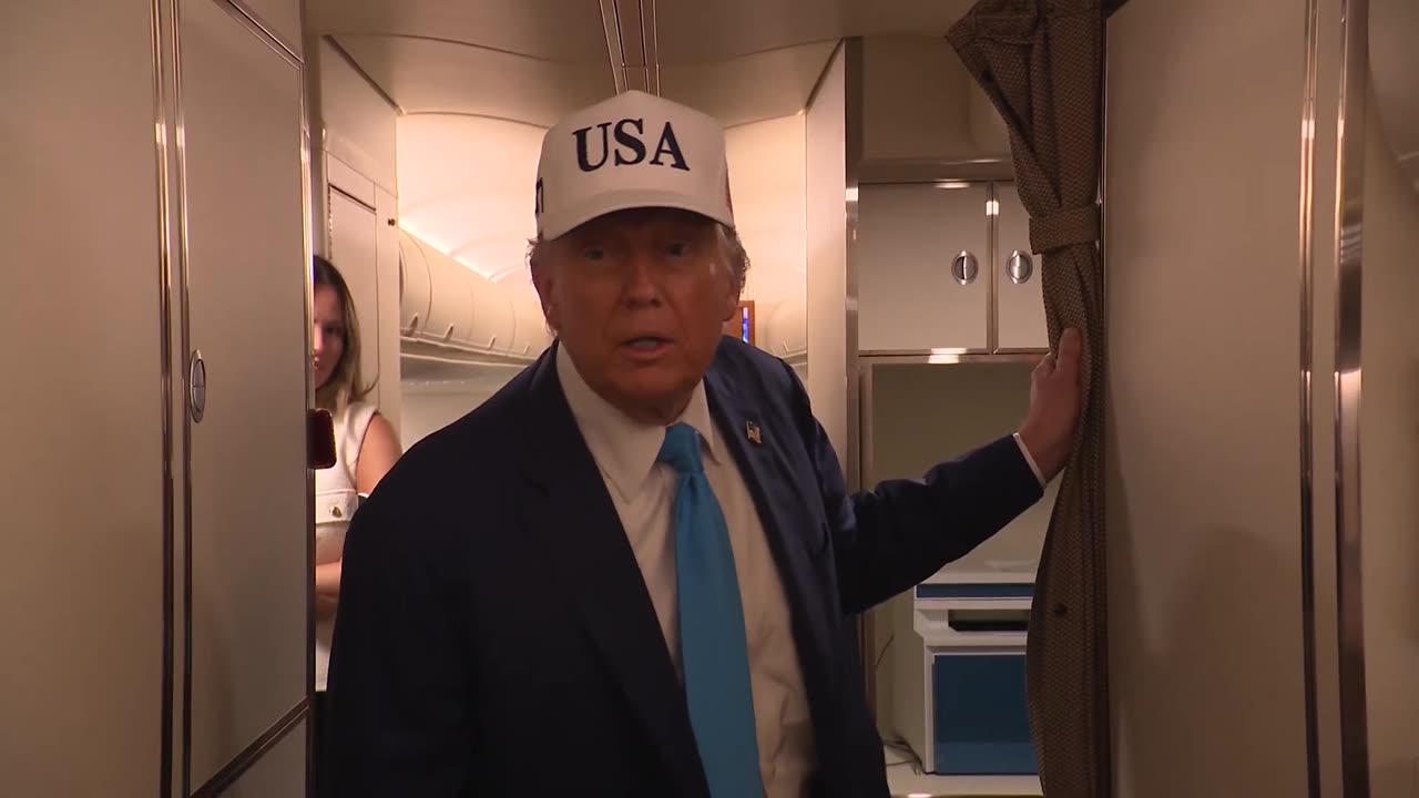 President Trump Gaggles with the Press on Air Force One