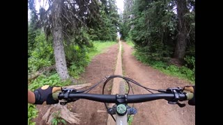Jace Walushka encounters 'teeter totter' rail Silver Star Bike Park Vernon BC.