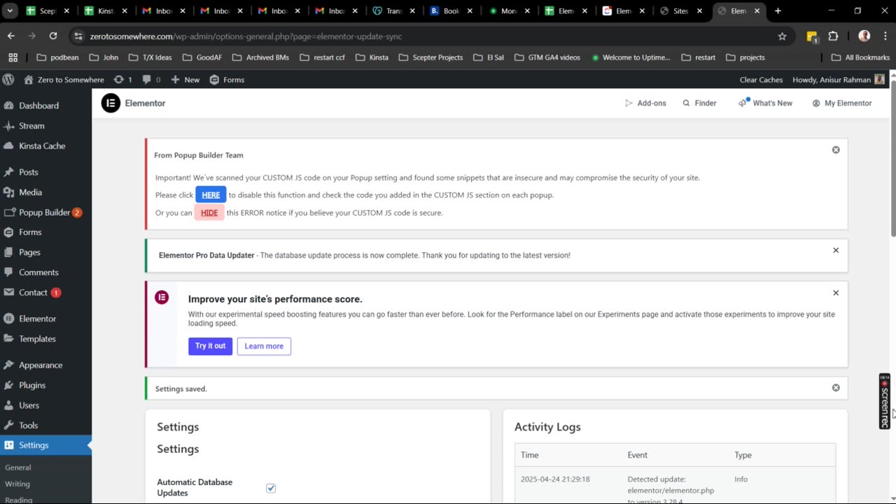 Elementor and Pro Sync Process - Testing