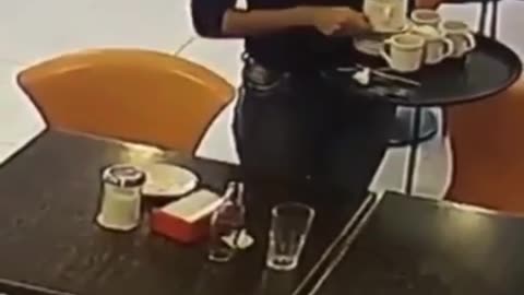 A strange video from a restaurant’s security camera has gone viral online.....