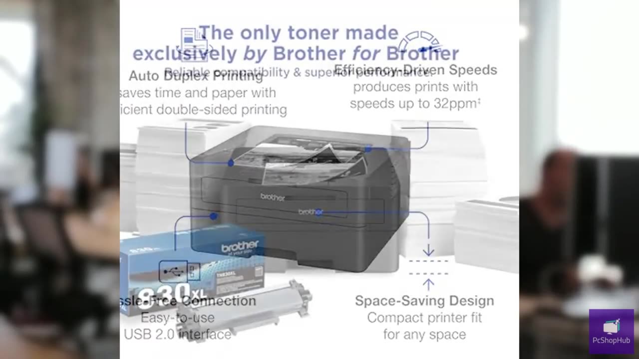 Brother HL-L2400D Compact Monochrome Laser Printer, USB Required (Cable not Incl