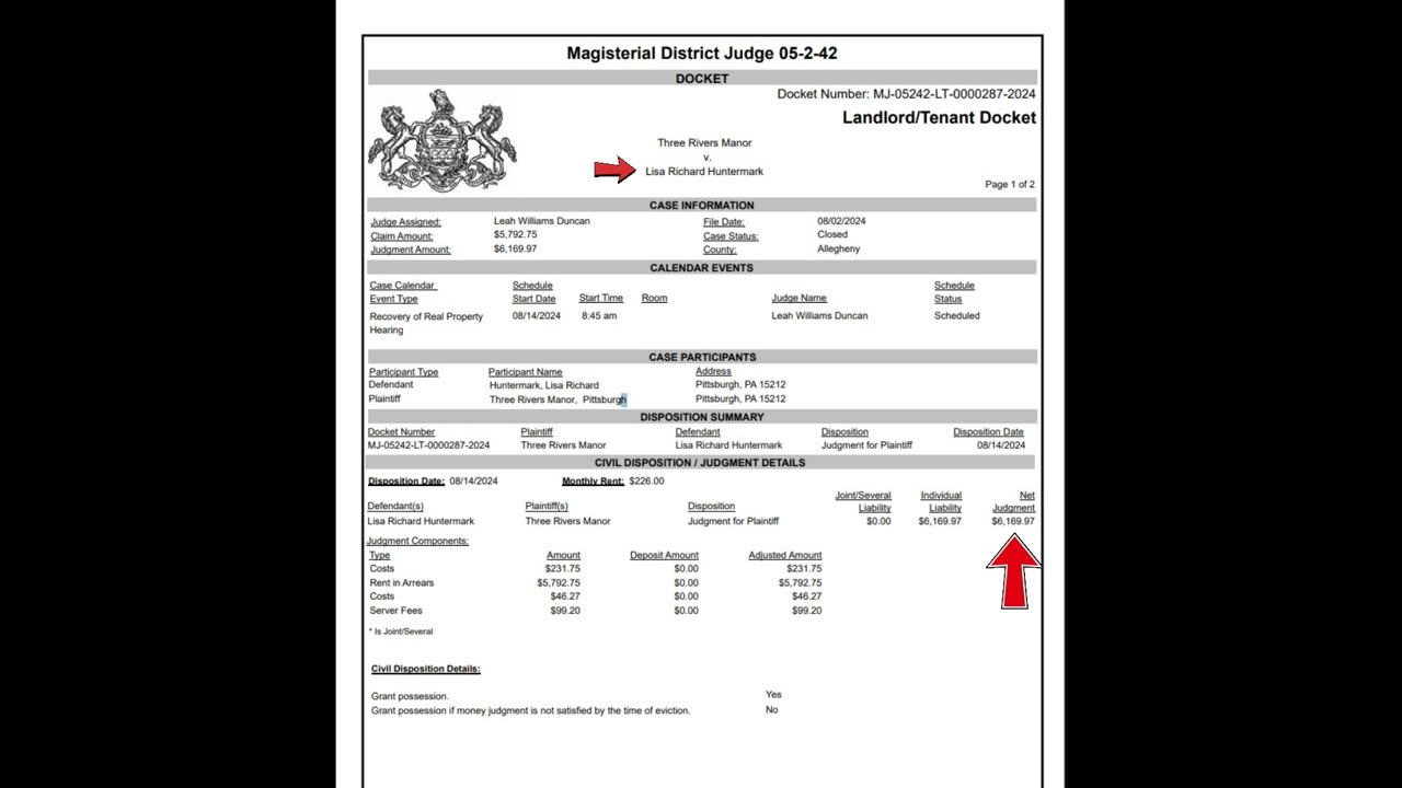 Lisa Richard 2024 Eviction Papers