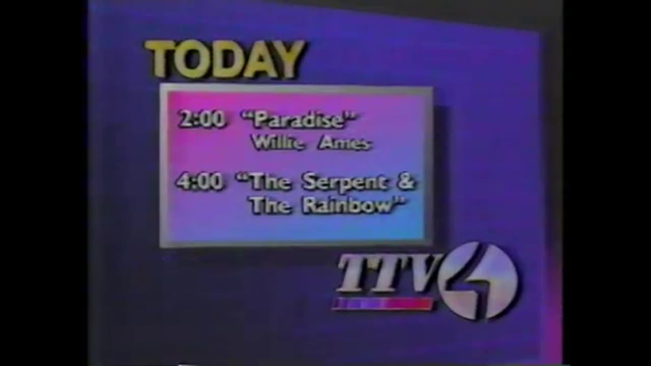 August 4, 1990 - Two WTTV Saturday Matinee Bumpers