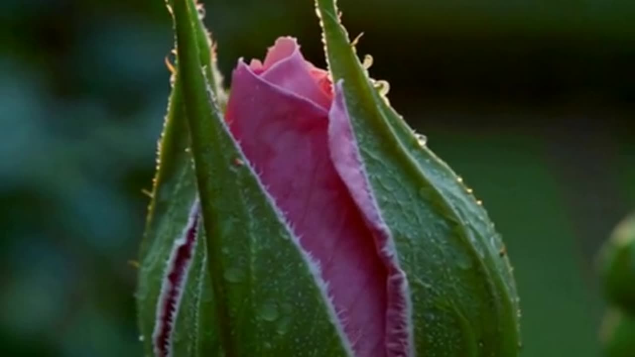 " A rose blooms in the rising sun "