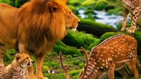 the lion and tiger and deer