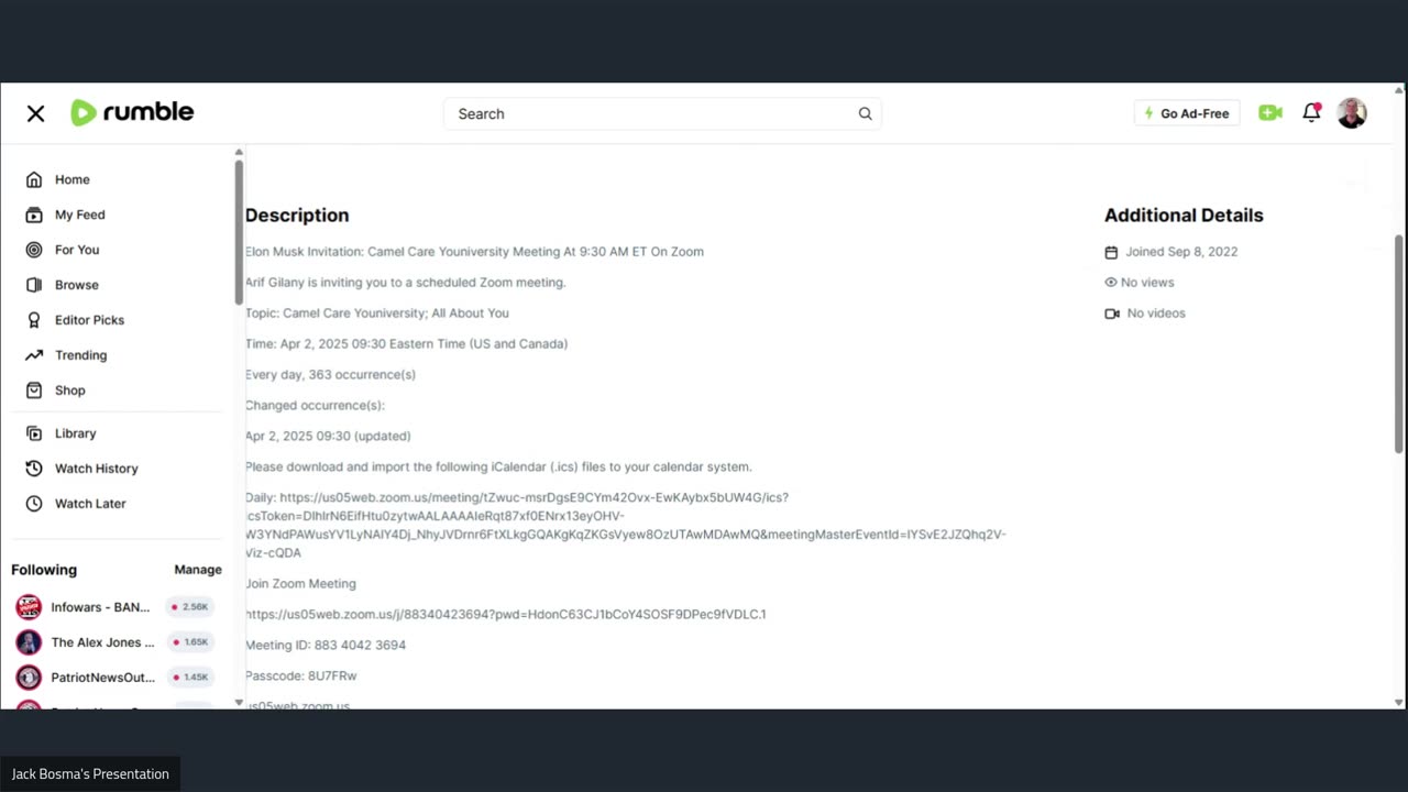 Elon Musk Invitation: Camel Care Youniversity Meeting At 9:30 AM ET On Zoom