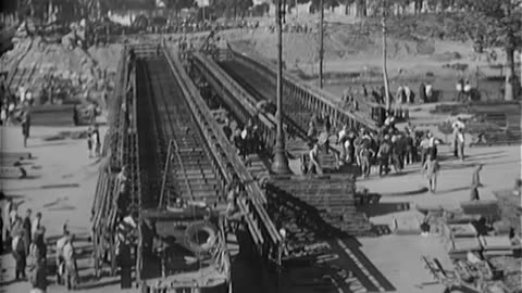 BUILDING OF BAILEY ... - BUILDING OF BAILEY BRIDGE ON THE ARNO RIVER, FLORENCE, ITALY - 111-adc-2309