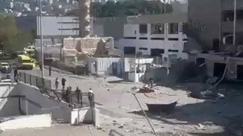 Aftermath of Iranian missile hitting Haifa