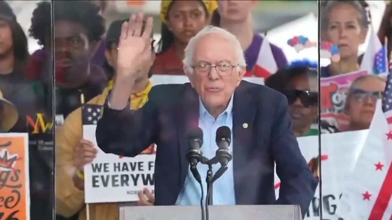 U.S. Senator Bernie Sanders at "No Kings" protest, calls out Musk, Bezos, Zuckerberg
