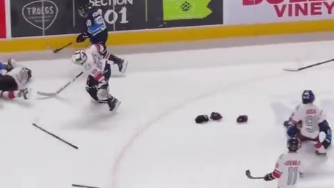 A full brawl broke out at an AHL intermission youth game hockey game