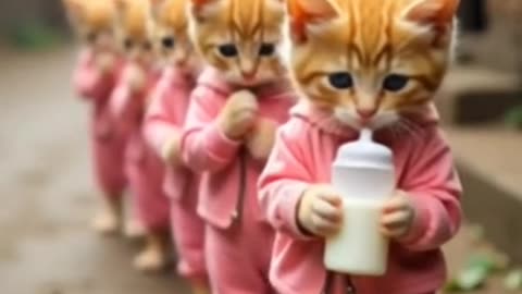 "Adorable Kittens in Pink Hoodies Melt Hearts!"