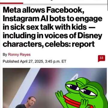 Meta permits AI bots on FB and IG to engage in explicit sexual conversations with children