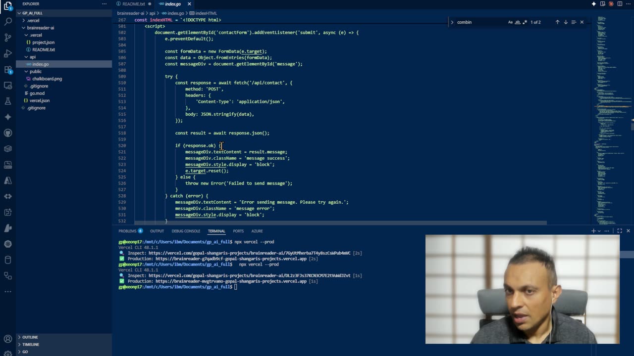 Full AI Course 001 - Vercel Fullstack homepage for startup / business