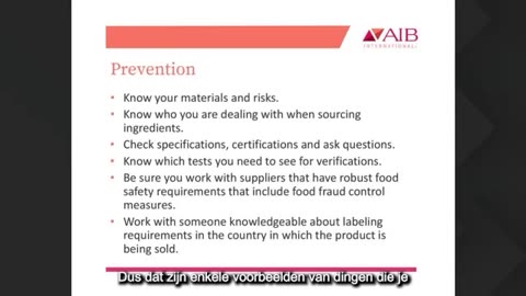 Adulteration, Misbranding and Food Fraud (Dutch/NL Subs)