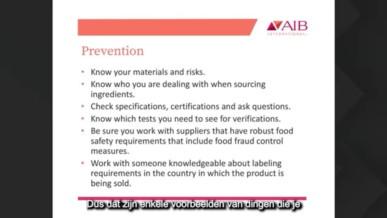 Adulteration, Misbranding and Food Fraud (Dutch/NL Subs)