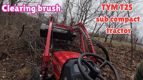 Clearing brush with the TYM T25 sub compact tractor