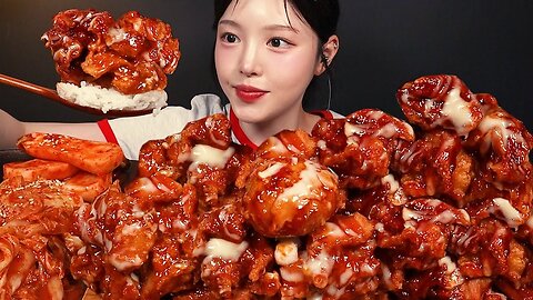 Crispy Seasoned Spicy Chicken & Meat Cheese Balls | Mukbang ASMR
