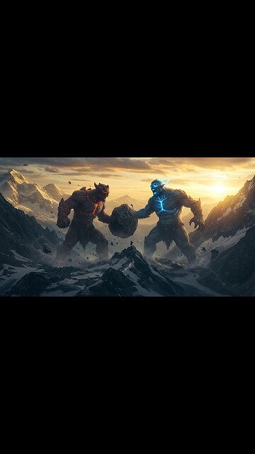 Epic Giants Clash: Colossal Fantasy Battle in the Mountains ⚡️