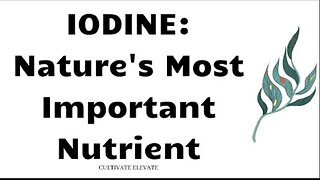 Sign in Iodine: The most important nutrient we're no longer consuming ~ with CultivateElevate (Jun 29, 2021)
