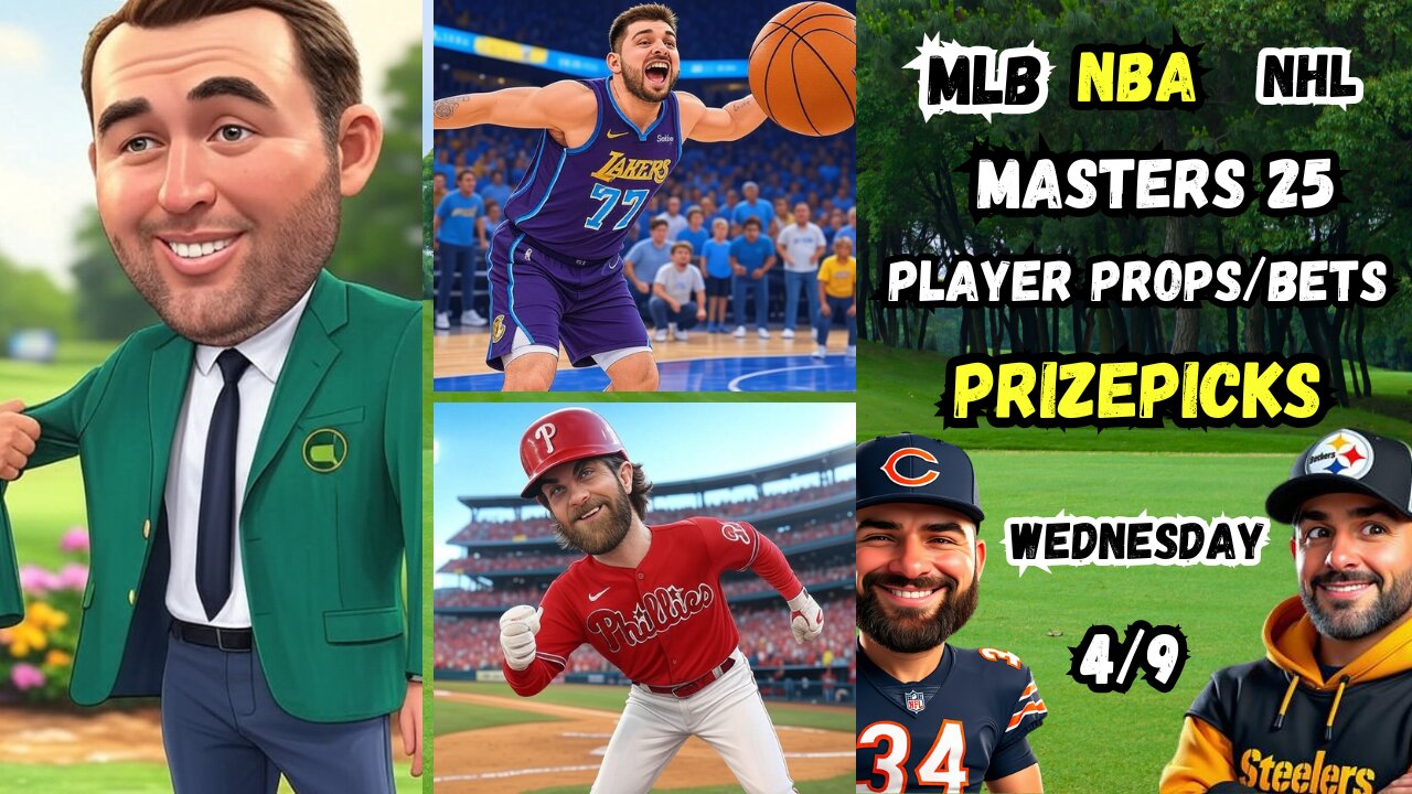 PRIZEPICKS MLB PLAYER PROPS Today 4/9/2025 | MASTERS PROPS | NBA PROPS