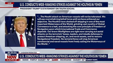Trump orders airstrikes against Houthis: ‘Your time is up'
