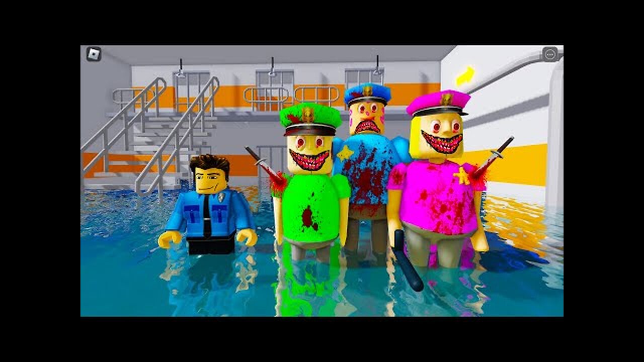 WATER NIGHTMARE MODE! Escaping from a POLICE FAMILY PRISON RUN! And BECAME the POLICE PLAYER