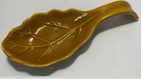 🍂 RARE 🍁🍂 RARE 🍁 Fall/Thanksgiving Leaf-Design Stoneware Spoon Rest 11x4” by Tabletops Gallery
