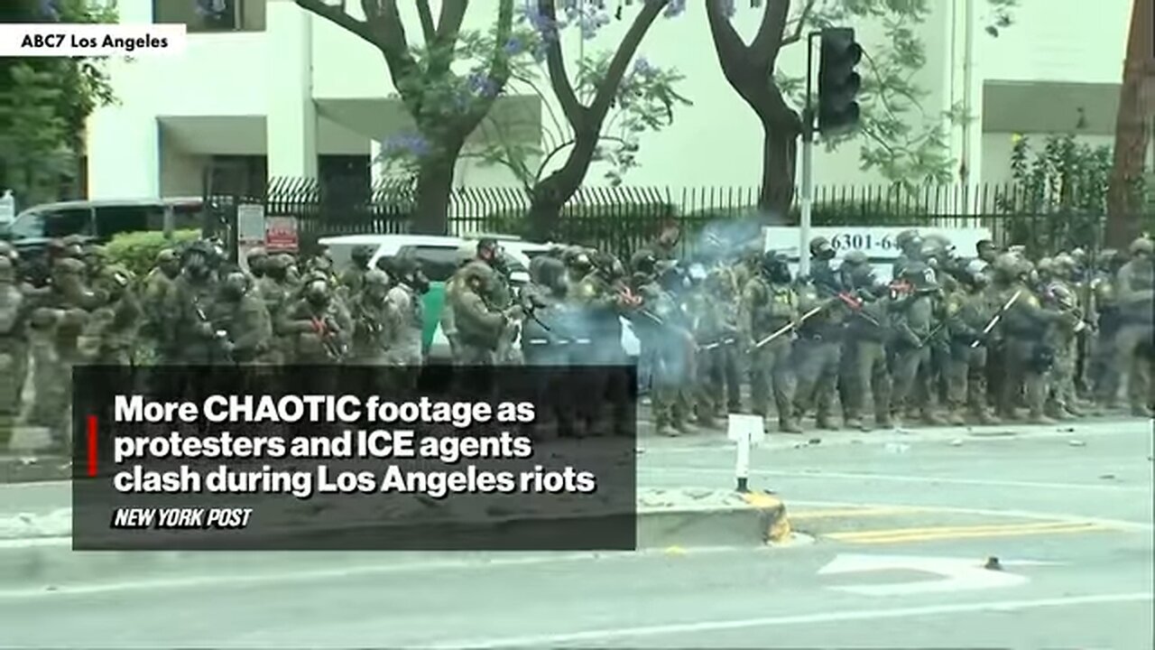 More CHAOTIC footage as protesters and ICE agents clash during Los Angeles riots