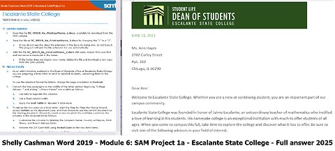 Shelly Cashman Word 2019 | Module 6: SAM Project 1a | Escalante State College (Full 2025)