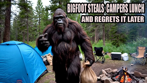 Bigfoot steals lunch from a campsite and later regrets it.