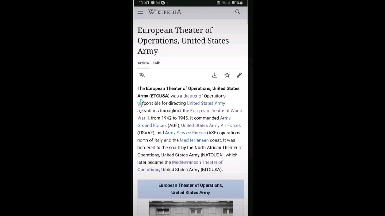 European operations in the Theatre of War
