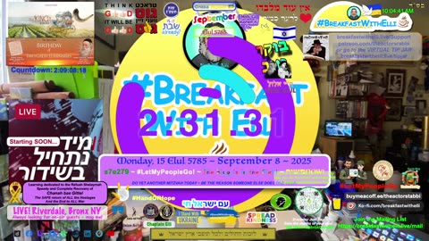 SHOW NOTES: Breakfast with Elli - s7e279 - MONDAY - 15 Elul 5785 - 8 September 2025