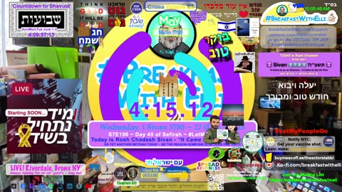 SHOW NOTES: Breakfast with Elli - S7E196 - WEDNESDAY - 28 May 2025 - 1 Sivan - 5785 - ROSH CHODESH