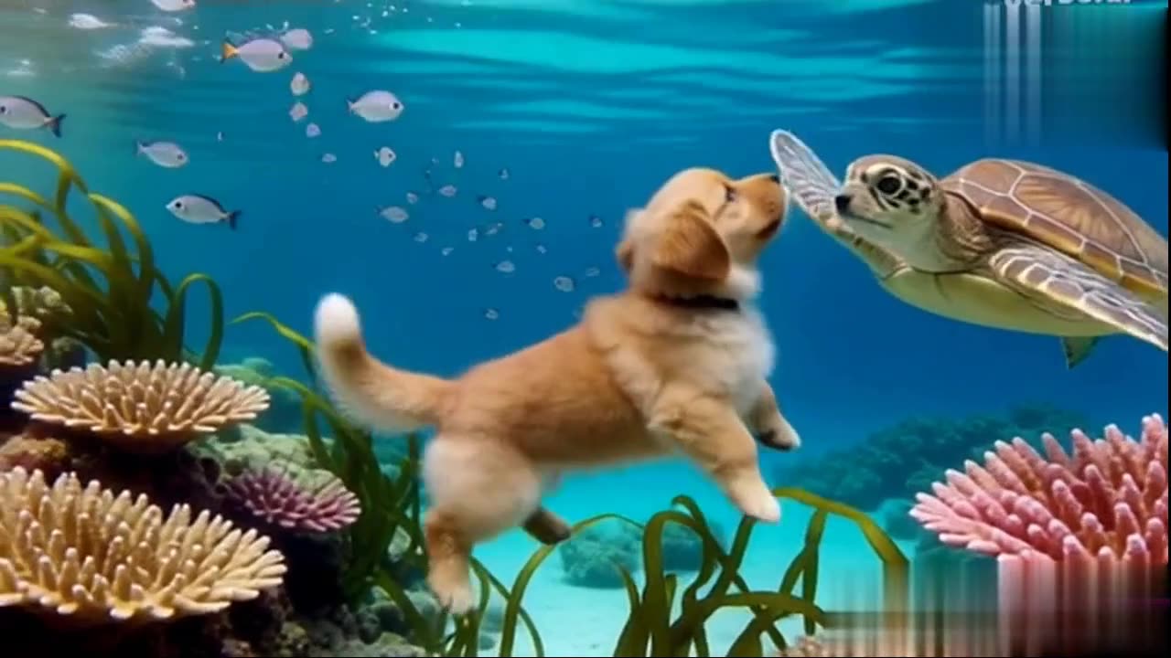 Underwater Puppy Meets Sharks, Dolphins, and Fish | Ocean Adventure