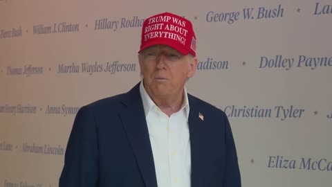 President Trump Visits The People's House Exhibit and Gaggles with the Press