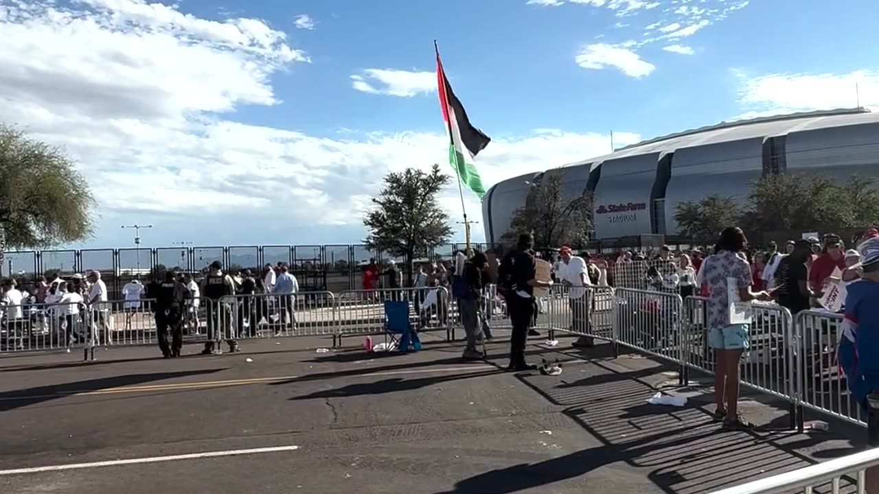 Protesters Seen Waving Palestinian Flag at Charlie Kirk Memorial